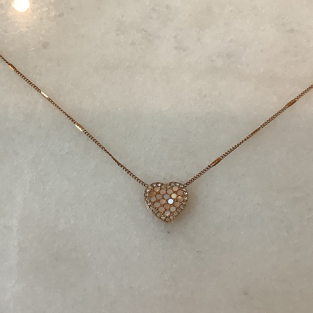 Fossil Delicate Rose Gold Heart Pendant Necklace, Brand New - Picture 2 of 3